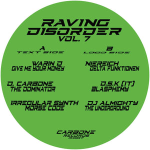 Various Artists - Carbone Records - Raving Disorder Vol. 7 - RD07 - 12" Vinyl - Hard Techno - German Import