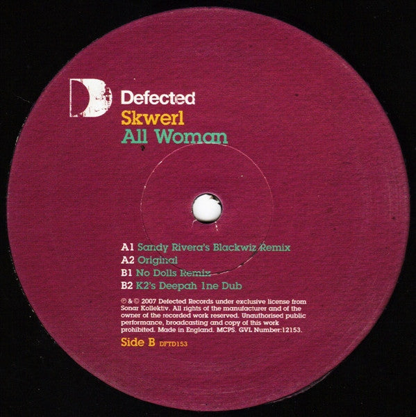 Skwerl - All Woman - Defected - DFTD153 - 12" - Vinyl -  Very Good Plus (VG+)