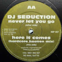 Load image into Gallery viewer, DJ Seduction : Never Let You Go / Here It Comes (Hardcore Heaven Mix) (12")