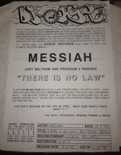Load image into Gallery viewer, The Messiah* : There Is No Law (Joey Beltram And Programme 2 Remixes) (12", Promo, W/Lbl, Sta)