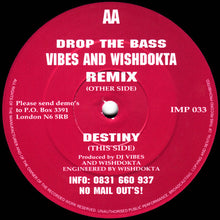 Load image into Gallery viewer, DJ Seduction / Vibes &amp; Wishdokta : Drop The Bass (Vibes And Wishdokta Remix) / Destiny (12")