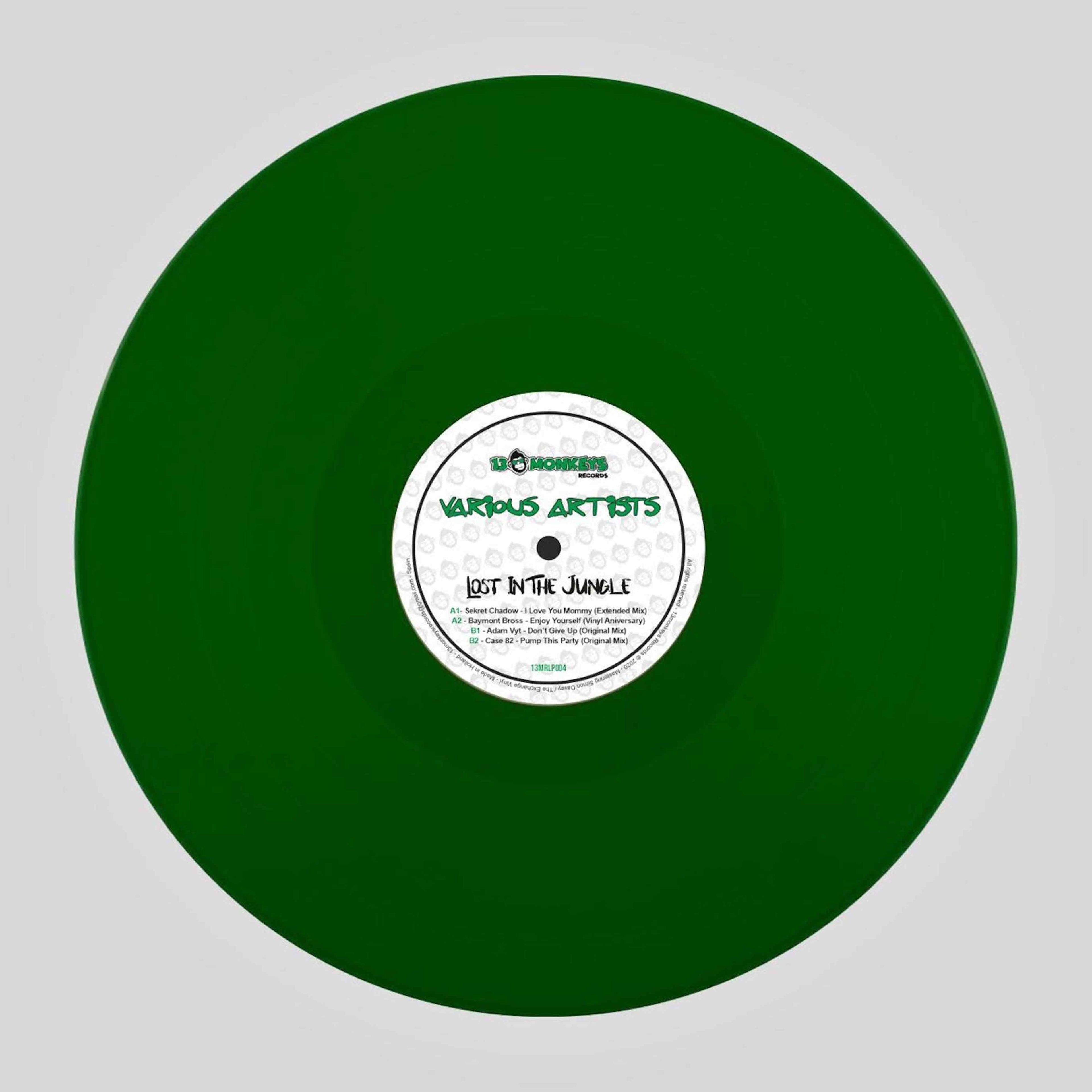13 Monkeys Records - Lost In the Jungle - Sekret Chadow/Adam Vyt/Case 82 -12" Green Coloured Vinyl - 4 track 12" vinyl - 13MRLP004