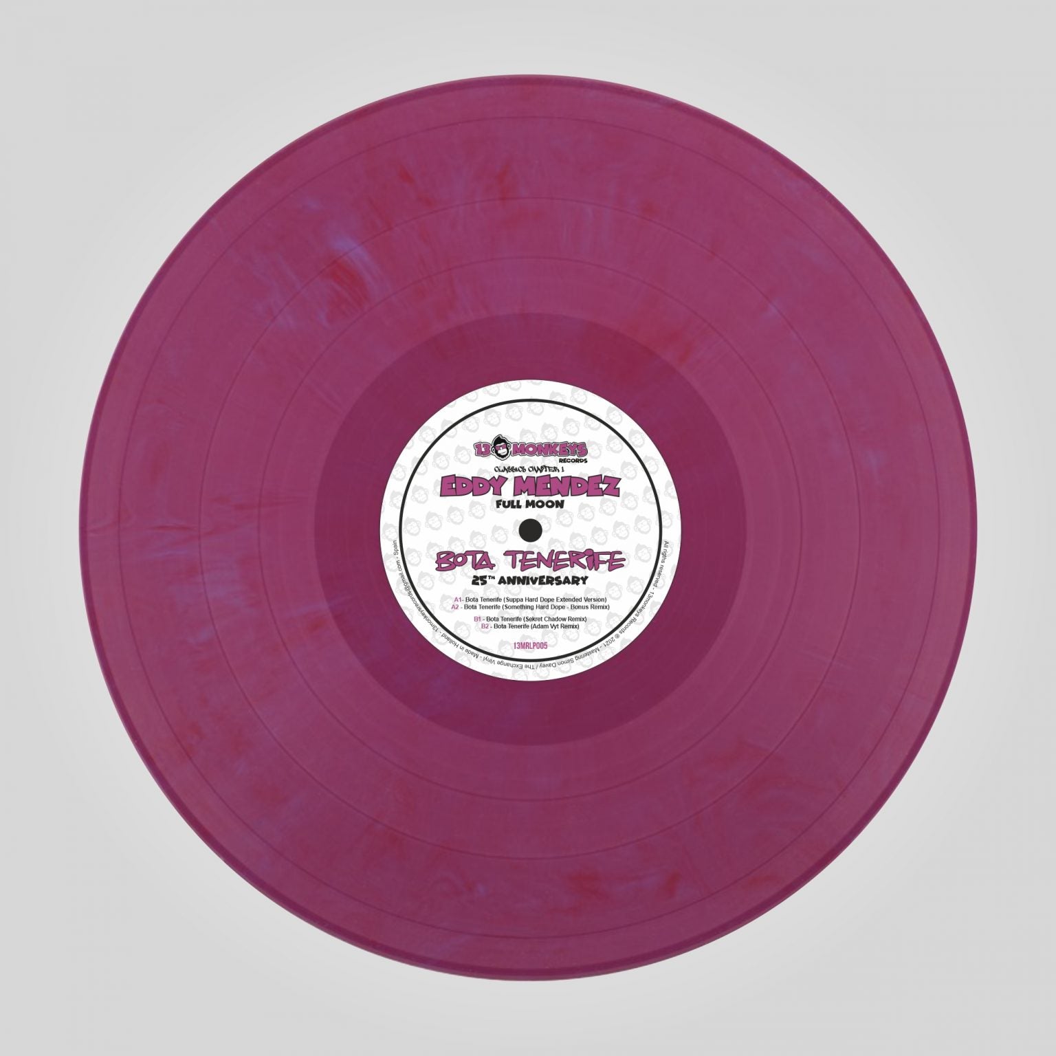 13 Monkeys Records - Eddy Mendez – Bota Tenerife (25th Anniversary) - Classics Chapter 1 - 4 track 12" purple vinyl - 13MRLP005