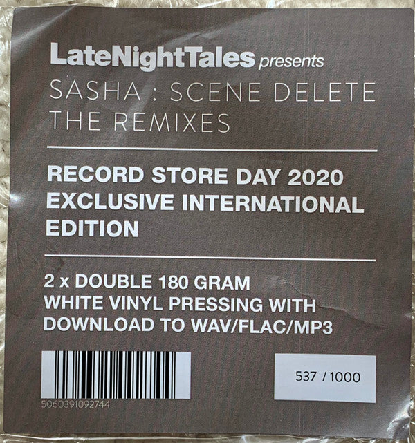 Sasha : Scene Delete: The Remixes (2xLP, Album, RSD, Ltd, Num, RE, Whi)