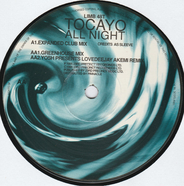 Tocayo - All Night - Limbo Records - LIMB 48T - 12" - Vinyl -  Very Good Plus (VG+)