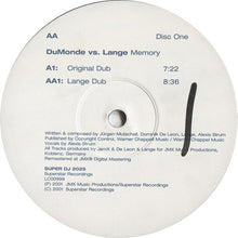 Load image into Gallery viewer, DuMonde Vs. Lange : Memory (12", Dis)