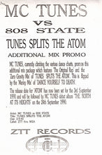 Load image into Gallery viewer, MC Tunes vs. 808 State : Tunes Splits The Atom (12", Promo)