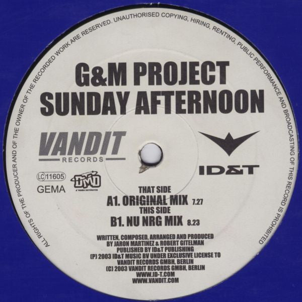 G&M Project : Sunday Afternoon (12")