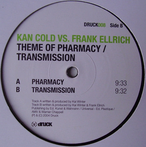 Kan Cold vs. Frank Ellrich : Theme Of Pharmacy / Transmission (12")
