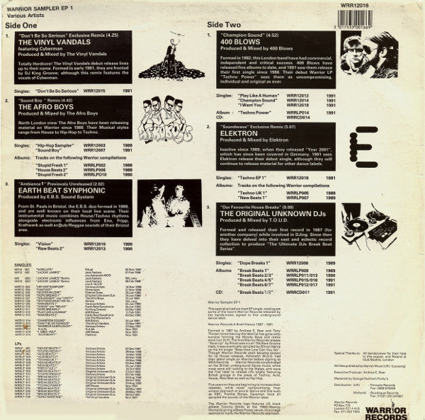Various : Warrior Sampler EP 1 (12", EP, Smplr)