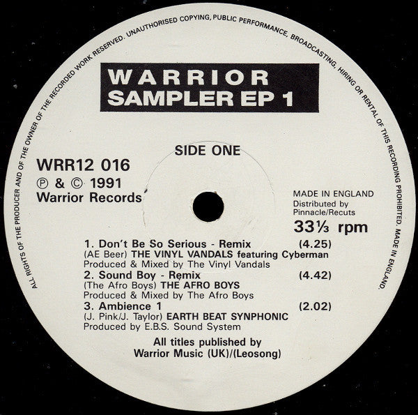 Various : Warrior Sampler EP 1 (12", EP, Smplr)
