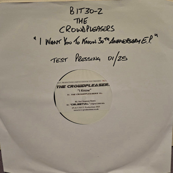 The Crowdpleasers : I Want You To Know 30th Anniversary E.P. (12", EP, Ltd, Num, Promo, TP)