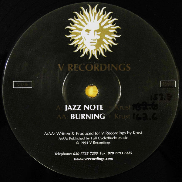 Krust - Jazz Note / Burning - V Recordings - V-006 - 12" - Vinyl -  Very Good Plus (VG+)
