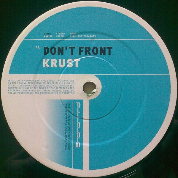 Krust - Kloakin' King / Don't Front - Full Cycle Records - FCY041 - 12" - Vinyl -  Very Good Plus (VG+)