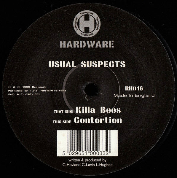 Usual Suspects - Killa Bees / Contortion - Renegade Hardware - RH016 - 12" - Vinyl -  Very Good (VG)