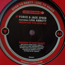 Load image into Gallery viewer, Force &amp; Jack Speed Featuring Lisa Abbott : Whenever You Need Me (12")
