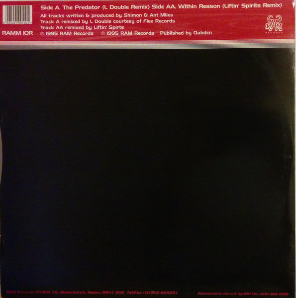 Shimon - The Predator / Within Reason (Remixes) - RAM Records - RAMM 10R - 12" - Vinyl - Very Good Plus (VG+)