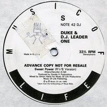 Load image into Gallery viewer, MC Duke &amp; DJ Leader 1 : Sweet Power (12", Promo)