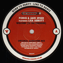 Load image into Gallery viewer, Force &amp; Jack Speed Featuring Lisa Abbott : Welcome (To The Sunshine) (12")