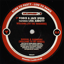 Load image into Gallery viewer, Force &amp; Jack Speed Featuring Lisa Abbott : Welcome (To The Sunshine) (12")