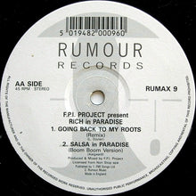 Load image into Gallery viewer, F.P.I. Project* Featuring Sharon Dee Clarke : Rich In Paradise "Going Back To My Roots" (Vocal And Instrumental Remixes) (12")