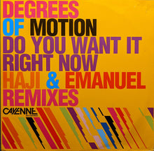 Load image into Gallery viewer, Degrees Of Motion : Do You Want It Right Now (Haji &amp; Emanuel Remixes) (12")