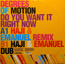 Load image into Gallery viewer, Degrees Of Motion : Do You Want It Right Now (Haji &amp; Emanuel Remixes) (12")