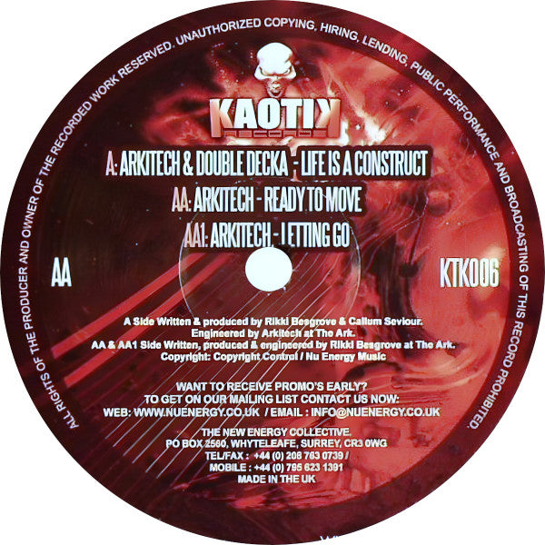 Arkitech - The Trilogy EP 1 - Kaotik Records - KTK006 - 12" - Vinyl -  Very Good Plus (VG+)