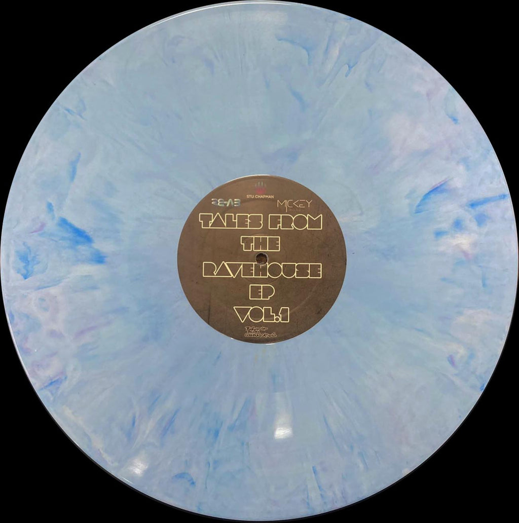 STU CHAPMAN / MICKEY BUBBLE/ RE-AB PRODUCTIONS - TALES FROM THE RAVE HOUSE EP - BURNING BUSH - BBC024 - Blue marbled (and black) 12" vinyl + digi