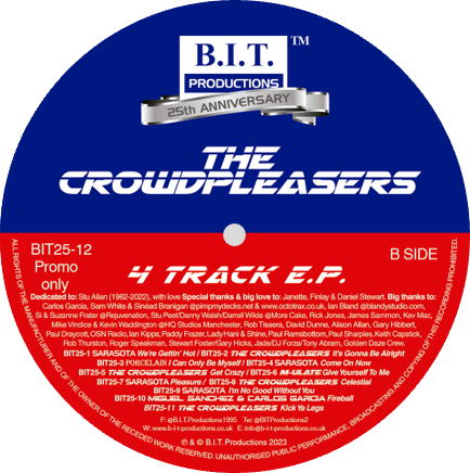 The Crowdpleasers "Dirty Sonz Of A Gun"  - B.I.T Productions - 12" Blue & Red vinyl - BIT25-12