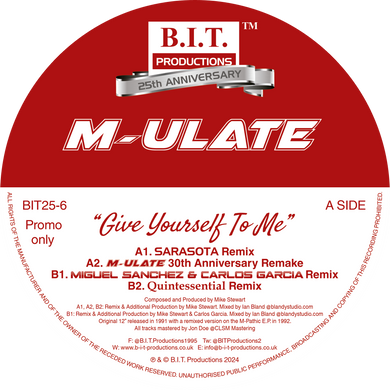 M-ULATE “Give Yourself To Me”   - 30th Anniversary Mixes - B.I.T Productions - 12