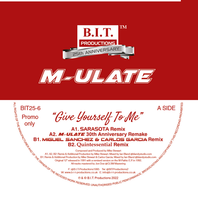 M-ULATE “Give Yourself To Me”   - 30th Anniversary Mixes - B.I.T Productions - 12