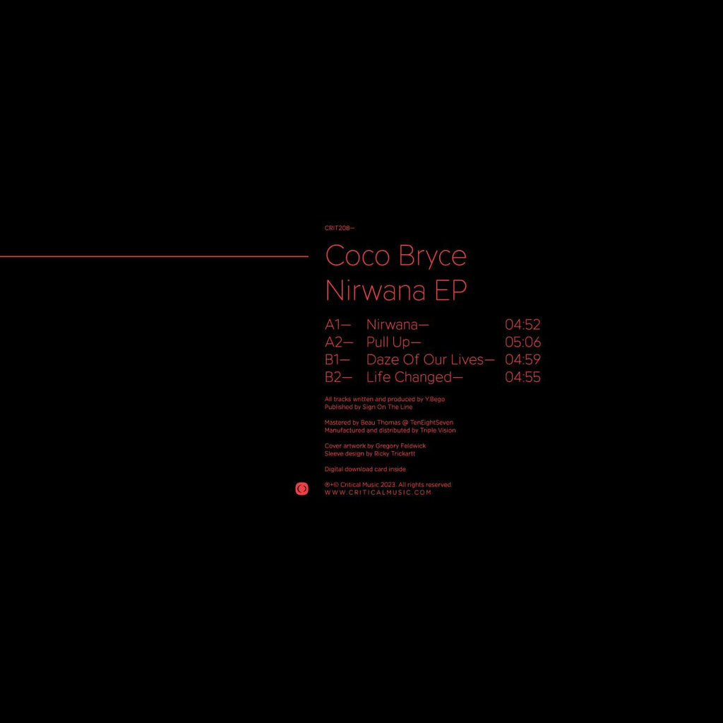 Coco Bryce - Critical Music - Nirwana EP - CRIT208 - 12" Vinyl - Jungle / Drum n Bass
