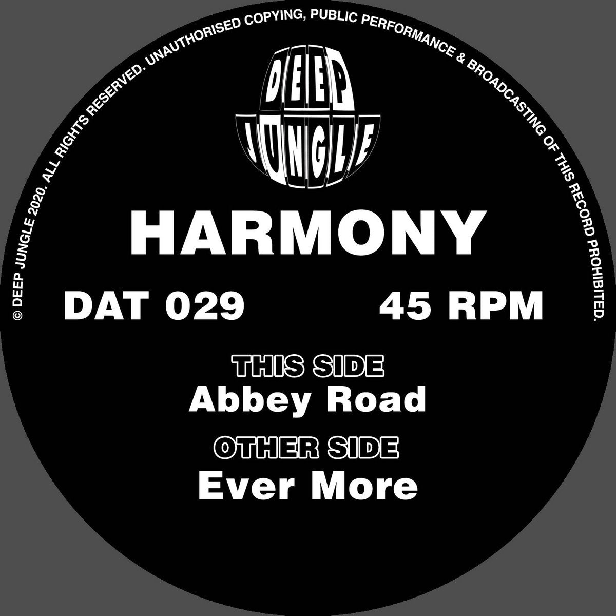 Harmony - Deep Jungle - Abbey Road EP - DAT029 - 12" Black Vinyl