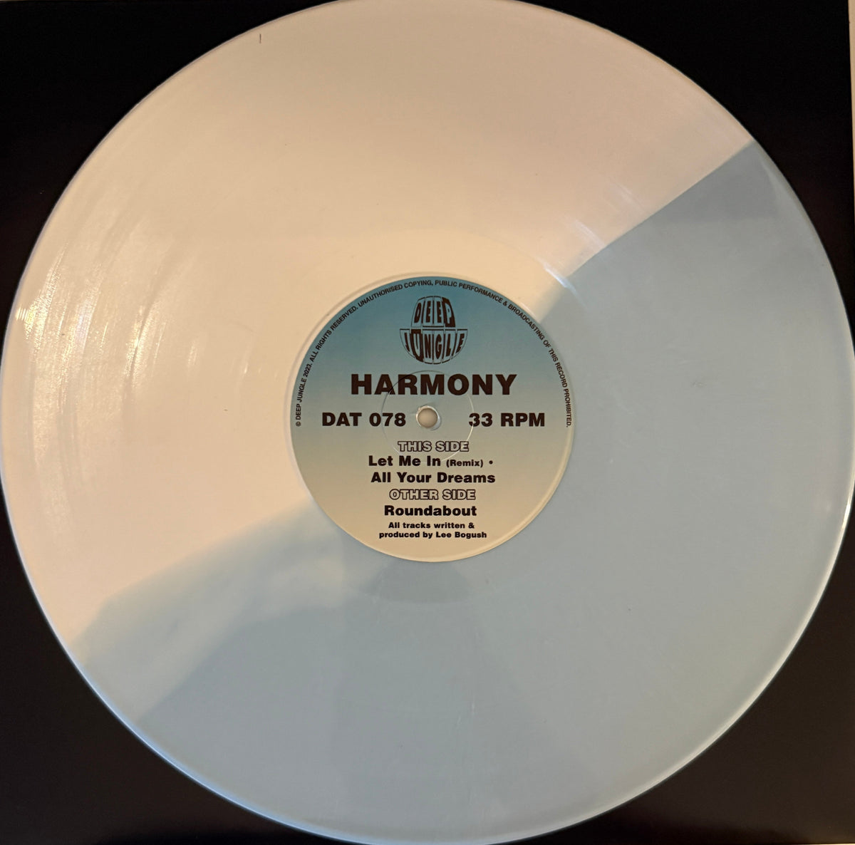 Deep Jungle - Harmony -  Roundabout EP - DAT078SEHH - 12" Blue & White Half & Half Special Vinyl