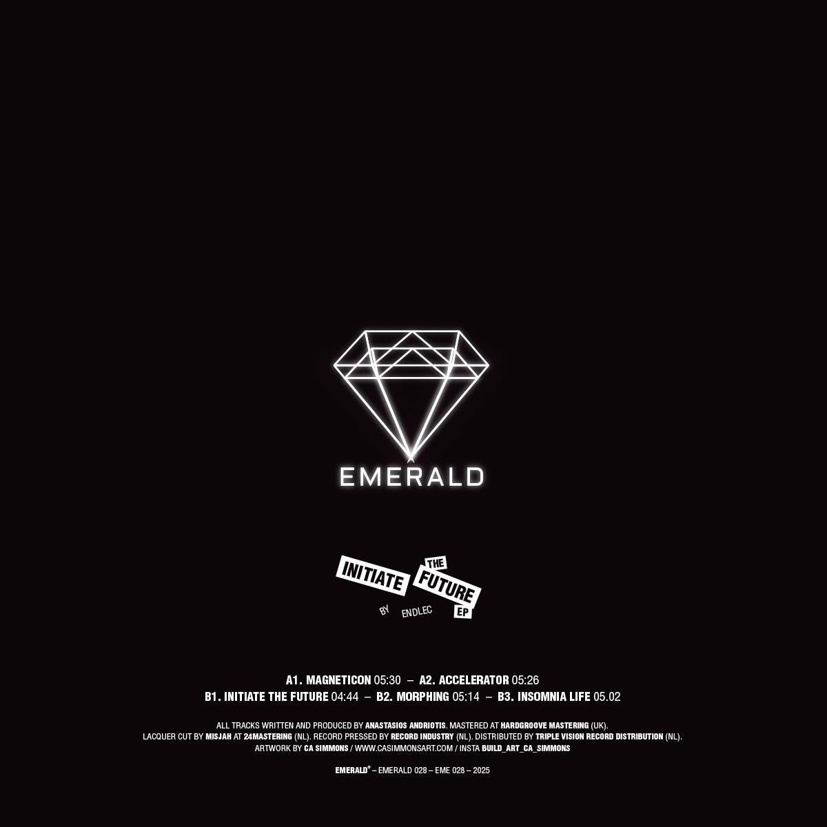 Endlec - Initiate The Future EP [printed sleeve] - Emerald - EMERALD028 - 12" Vinyl - Techno - Dutch Import
