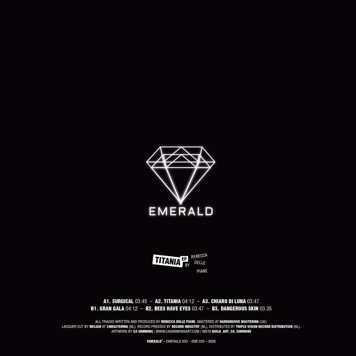 Rebecca Delle Piane - Titania EP - EMERALD033 back