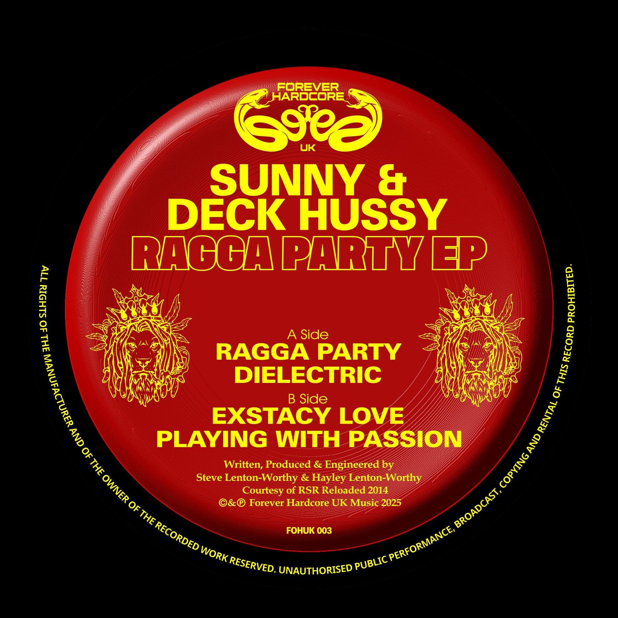 Sunny & Deck Hussy - Ragga Party EP - Forever Hardcore Records - FOHUK03 - Old Skool - 12" Chaos Colour Vinyl