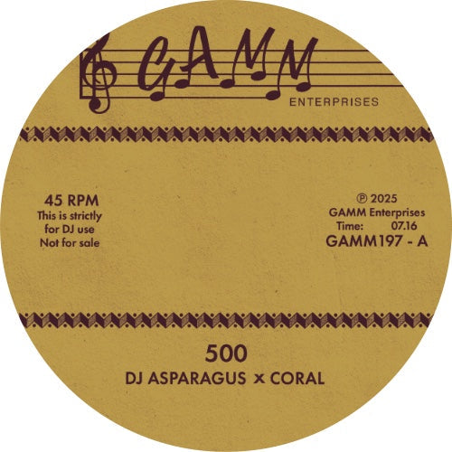 DJ ASPARAGUS X CORAL - GAMM ENTERPRISES - 500/93 -  GAMM197  - 12" Vinyl