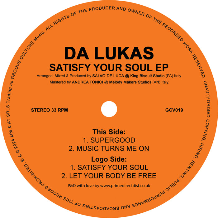 Da Lukas - Satisfy Your Soul EP - GCV019