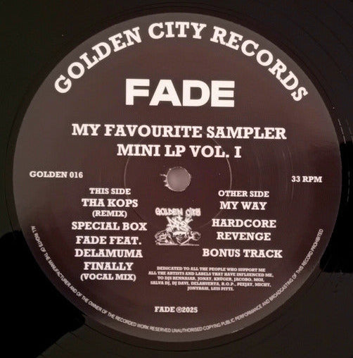 Fade - My Favourite Sampler Mini LP Vol.1 - Golden City Records  – GOLDEN016 - 12" Vinyl -Plain Sleeve