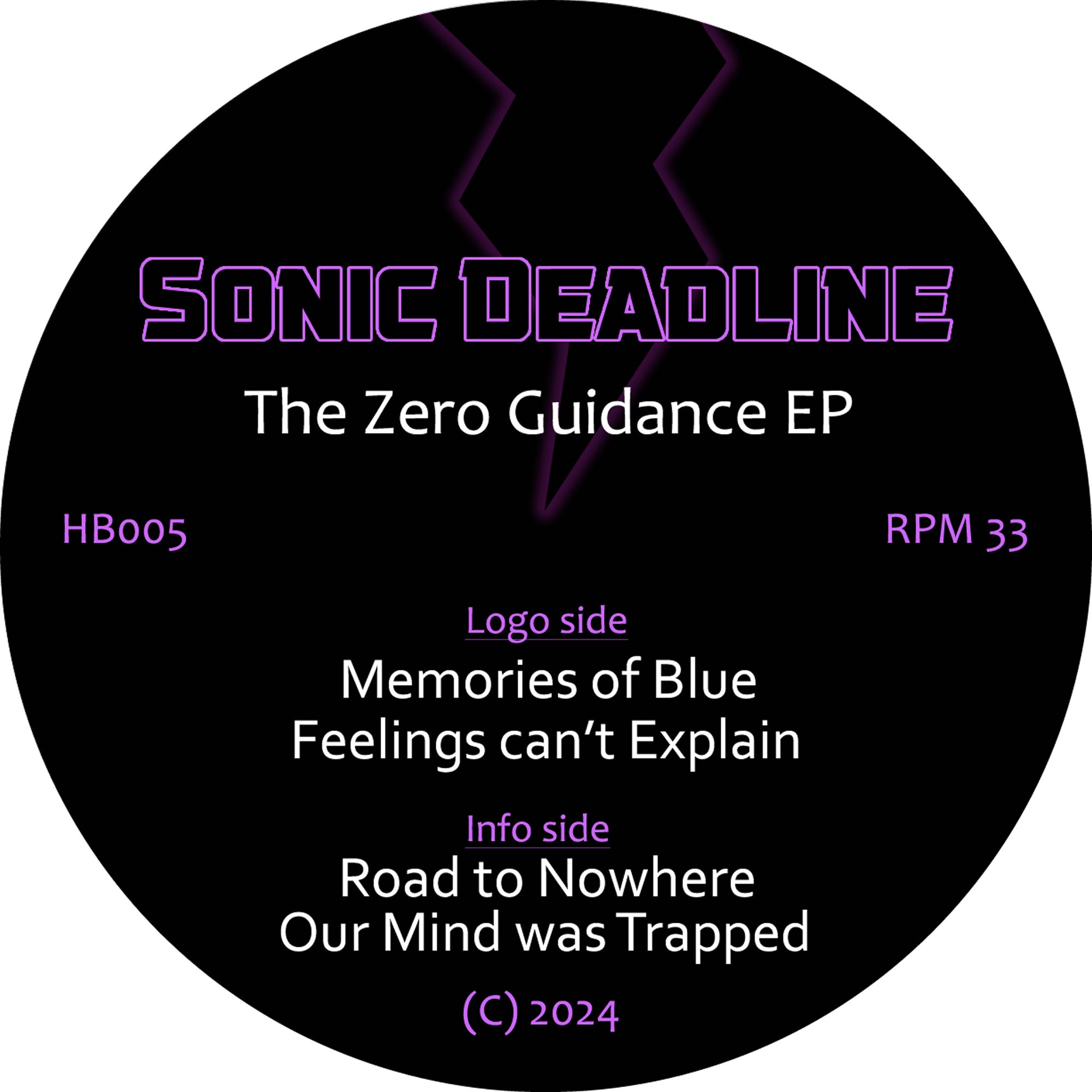 Hard Boiled -  Sonic Deadline - The Zero Guidance EP - HB005 - 12" Purple or Black Vinyl