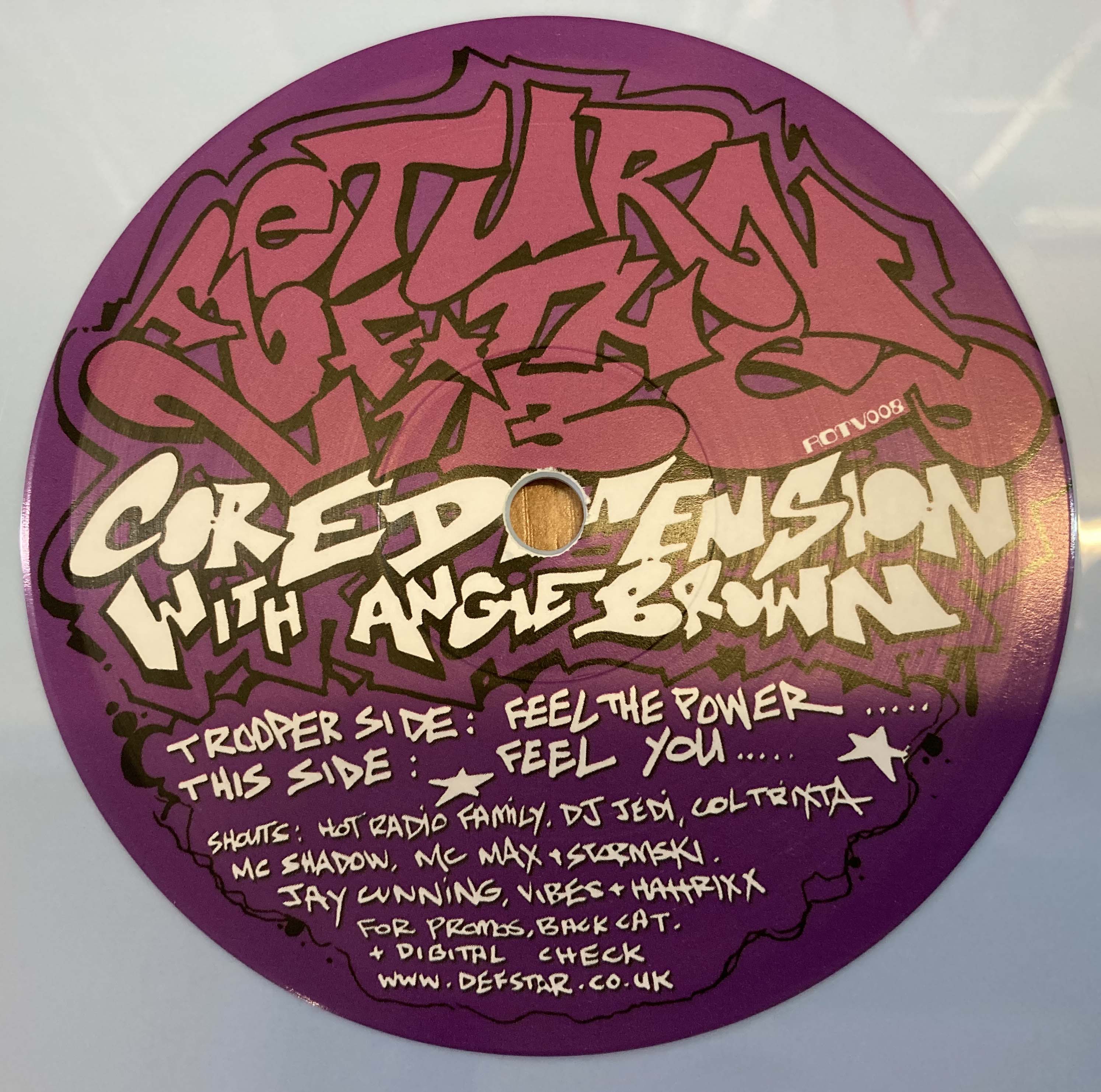 Core Dimension with Angie Brown - Feel the Power/Feel You - Return of The Vibe - ROTV 008 coloured vinyl