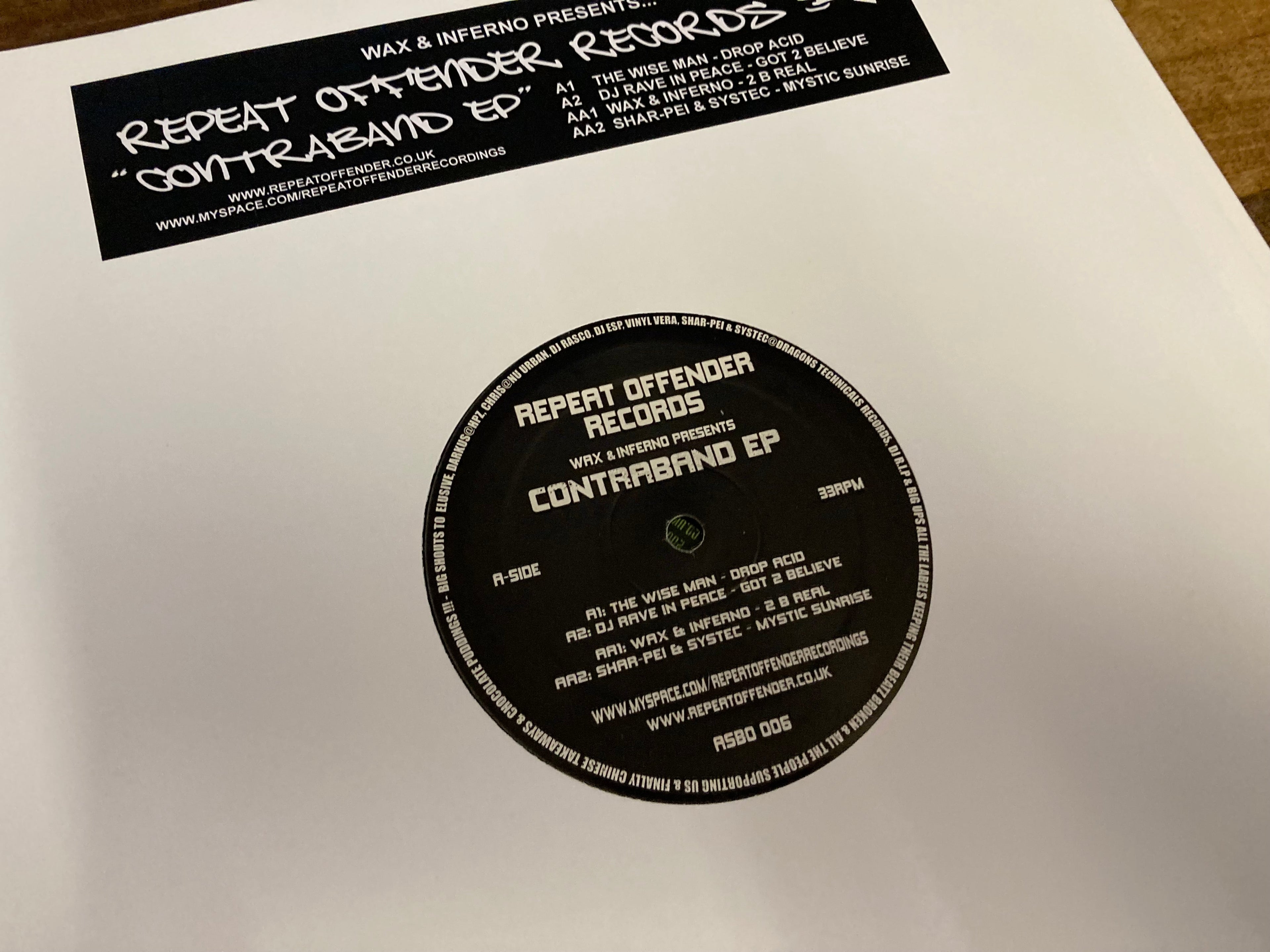 Repeat Offender Records -  Contraband E.P.  - Inferno & Wax/Wiseman/Rave In Peace - ASBO006 - 12" vinyl