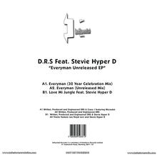 Load image into Gallery viewer, D.R.S. Featuring Stevie Hyper D - Everyman Unreleased EP - Influential Records - INFL33 - 12" Black Vinyl Version