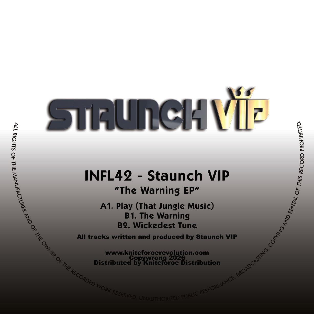 Staunch VIP - The Warning EP - Influential Records - INFL42SE - 12" Colour Vinyl