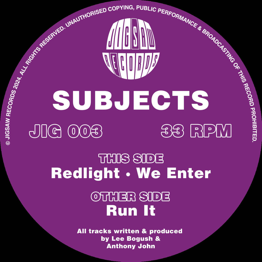 Subjects - Run It EP - Jigsaw Records - JIG003 - 12" Black Vinyl