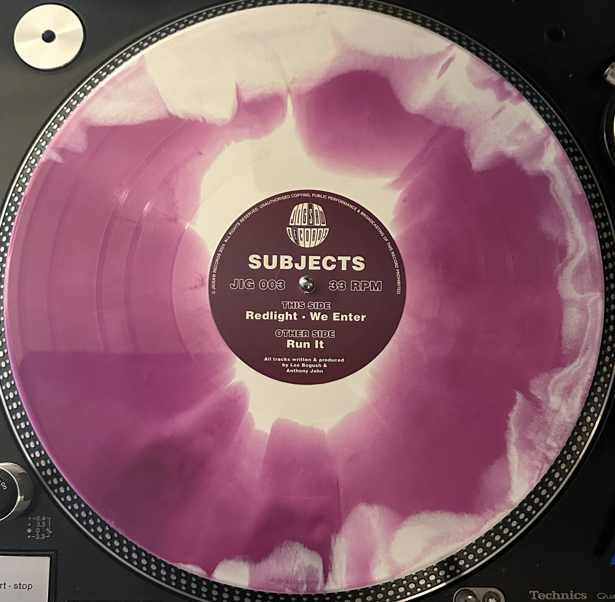 Subjects - Run It EP - Jigsaw Records - JIG003SE - 12" Purple & White Special Vinyl