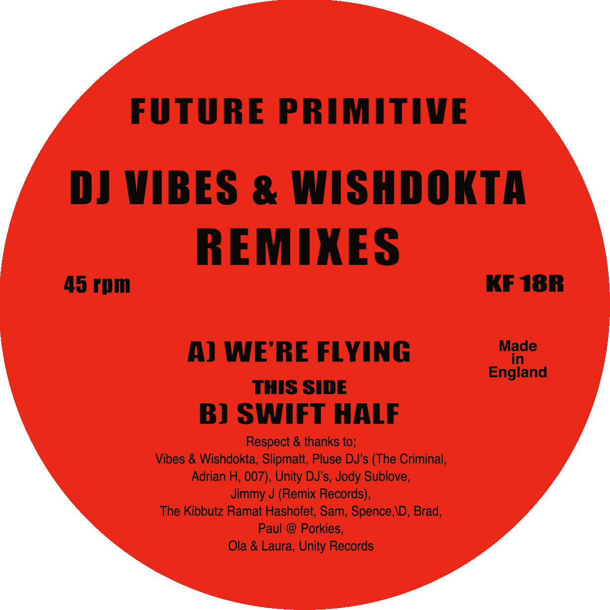 Future Primitive - DJ Vibes & Wishdokta Remixes - Kniteforce Records - KF18R - Old Skool - 12" Black Vinyl
