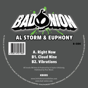 Al Storm & Euphony - Bad Onion - Right Now - KBO05 - 12" Vinyl - Breakbeat Hardcore